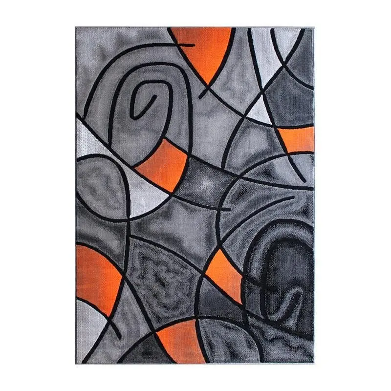 Flash Furniture Jubilee Gatherion 8' x 10' Hi-Vis Orange Abstract Area Rug - Olefin Rug Jute Backing - Living Ro...
