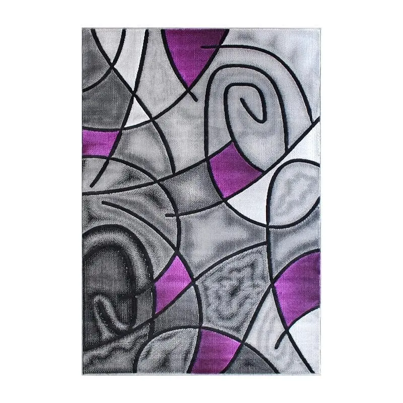 Flash Furniture Jubilee Gatherion 8' x 10' Purple Abstract Area Rug - Olefin Rug Jute Backing - Living Room, Bed...