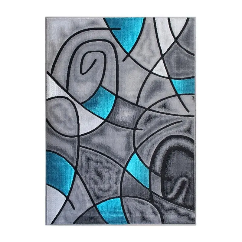 Flash Furniture Jubilee Gatherion 8' x 10' Turquoise Abstract Area Rug - Olefin Rug Jute Backing - Living Room, ...