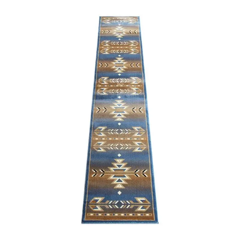 Flash Furniture Lodi Gatherion Southwestern 2' x 11' Blue Area Rug - Olefin Rug Jute Backing Hallway, Bedroom, L...