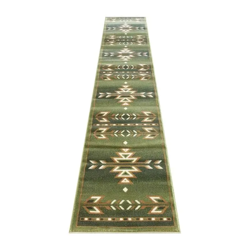 Flash Furniture Lodi Gatherion Southwestern 2' x 11' Forest Green Area Rug - Olefin Rug Jute Backing Hallway, Be...