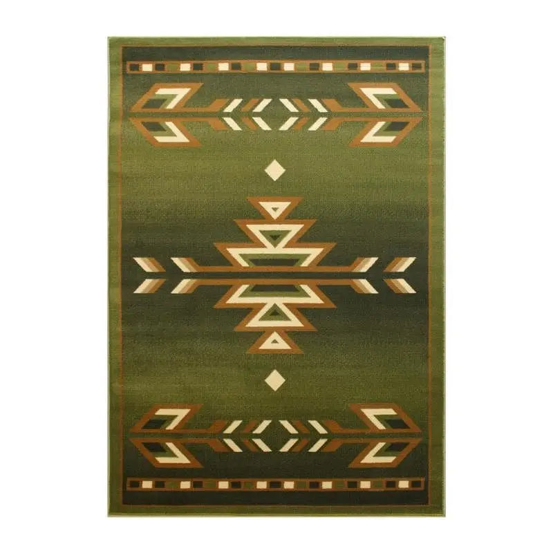 Flash Furniture Lodi Gatherion Southwestern 8' x 10' Green Area Rug - Olefin Rug Jute Backing Hallway, Bedroom, ...