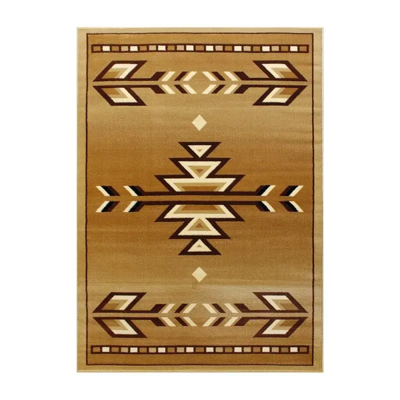 Flash Furniture Lodi Gatherion Southwestern 8' x 10' Tan Area Rug - Olefin Rug Jute Backing Hallway, Bedroom, Li...