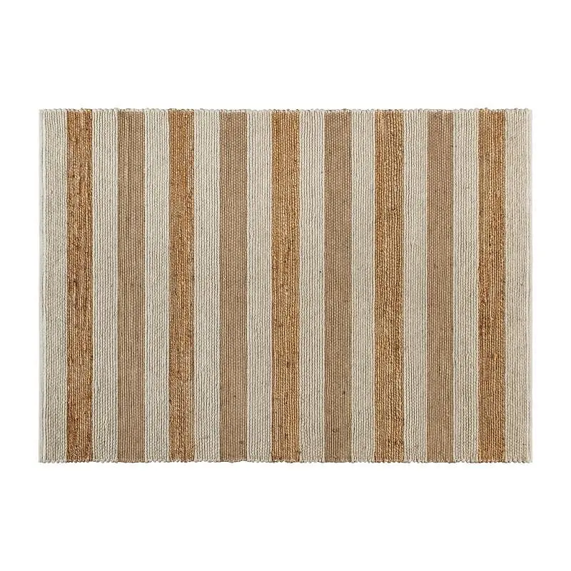 Flash Furniture Mariah 5' x 7' Handwoven Striped Jute Blend Area Rug Raw Tones, CI-20-9354-57-GG