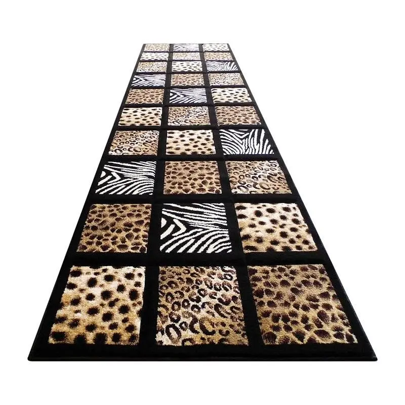 Flash Furniture Menagerie Gatherion 3' x 10' Modern Animal Print Olefin Area Rug - Cheetah, Leopard, Zebra and G...