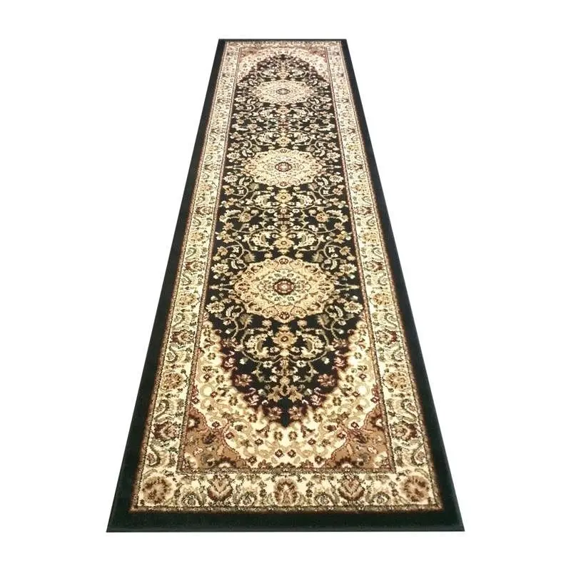 Flash Furniture Mersin Gatherion Persian Style 3' x 10' Black Area Rug - Olefin Rug Jute Backing - Hallway, Bedr...
