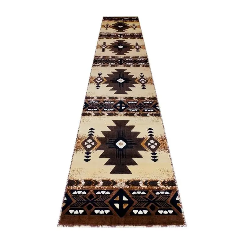 Flash Furniture Mohave Gatherion 3' x 16' Brown Traditional Southwestern Style Area Rug - Olefin Fibers Jute Bac...