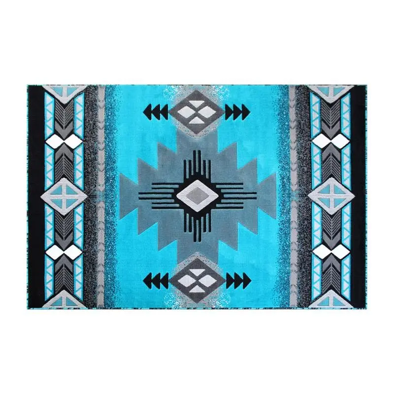 Flash Furniture Mohave Gatherion 8' x 10' Turquoise Traditional Southwestern Style Area Rug - Olefin Fibers Jute...