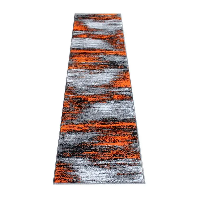 Flash Furniture Rylan Gatherion 2' x 7' Crimson Abstract Area Rug - Olefin Rug Jute Backing Hallway, Bedroom, Li...