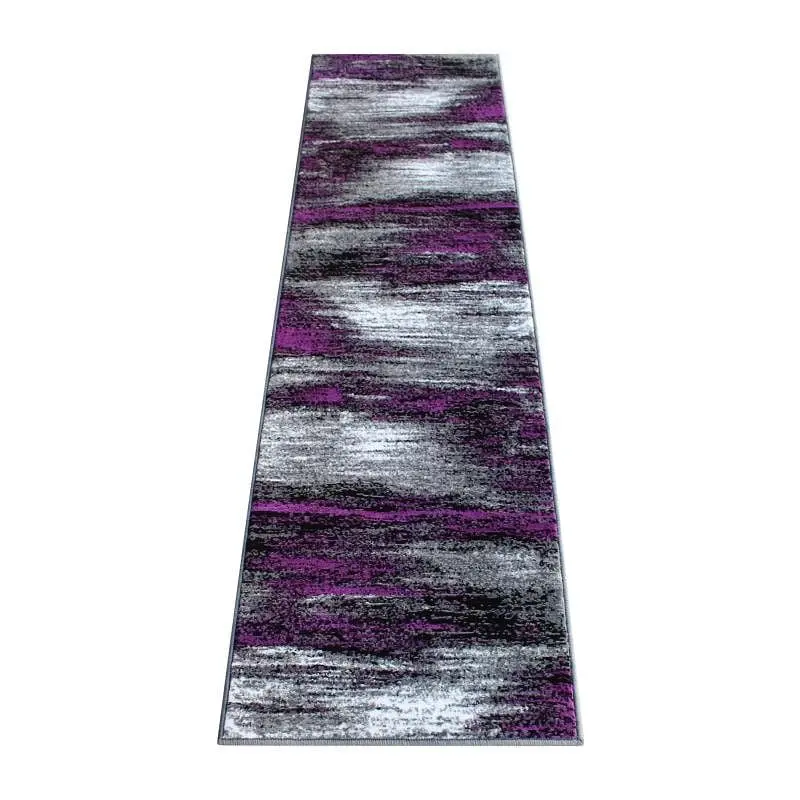 Flash Furniture Rylan Gatherion 2' x 7' Purple Abstract Area Rug - Olefin Rug Jute Backing Hallway, Bedroom, Liv...