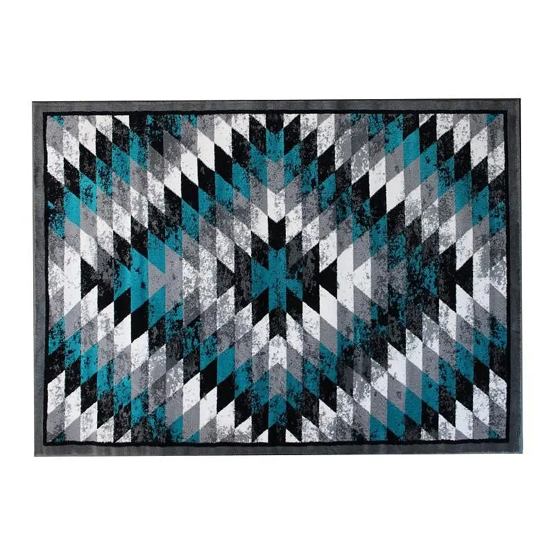 Flash Furniture Teagan Gatherion Southwestern 5' x 7' Turquoise Area Rug - Olefin Rug Jute Backing - Living Room...