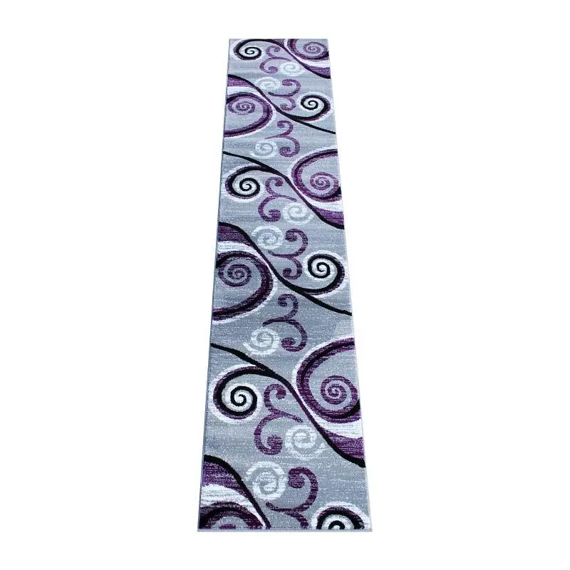 Flash Furniture Valli Gatherion 2' x 11' Purple Abstract Area Rug - Olefin Rug Jute Backing - Hallway, Bedroom, ...