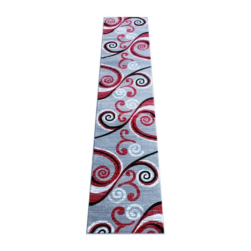 Flash Furniture Valli Gatherion 2' x 11' Red Abstract Area Rug - Olefin Rug Jute Backing - Hallway, Bedroom, Liv...