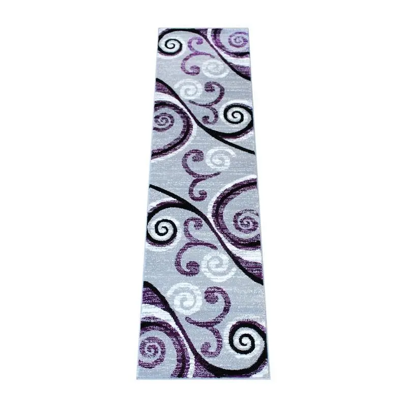 Flash Furniture Valli Gatherion 2' x 7' Lavender Abstract Area Rug - Olefin Rug Jute Backing - Hallway, Bedroom,...