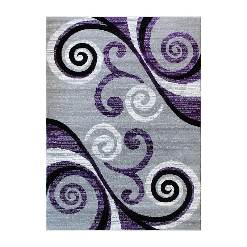 Flash Furniture Valli Gatherion 4' x 5' Purple Abstract Area Rug - Olefin Rug Jute Backing - Hallway, Bedroom, L...