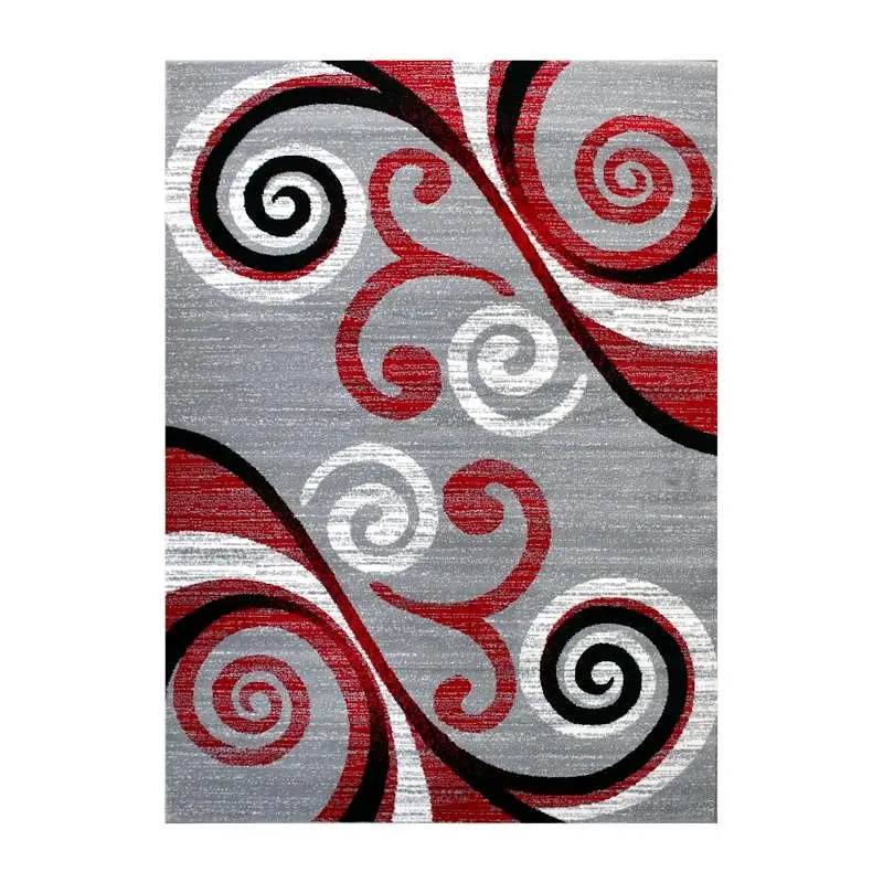 Flash Furniture Valli Gatherion 6' x 9' Ruby Abstract Area Rug - Olefin Rug Jute Backing - Hallway, Bedroom, Liv...