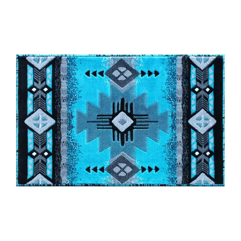 Flash Luminous Furniture Mohave Gatherion 2' x 3' Turquoise Traditional Southwestern Style Area Rug - Olefin Fib...