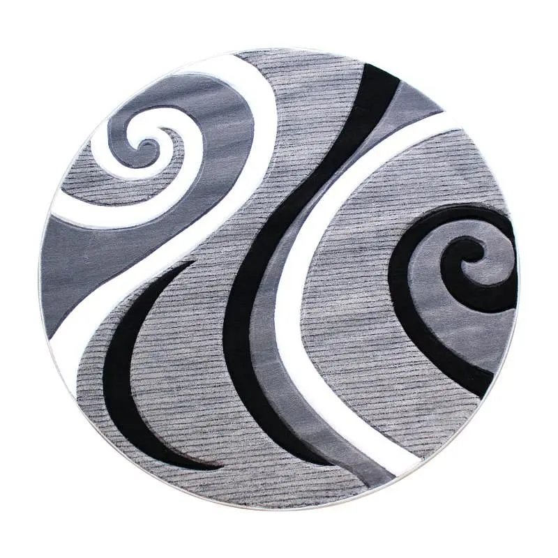 Flash Master-Grade Furniture Athos Gatherion 8' x 8' Charcoal Abstract Area Rug - Olefin Rug Jute Backing - Hall...