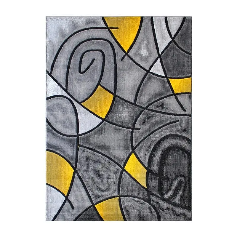 Flash Mini Furniture Jubilee Gatherion 8' x 10' Yellow Abstract Area Rug - Olefin Rug Jute Backing - Living Room...