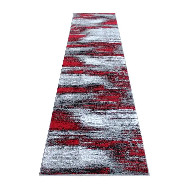 Flash Mini Furniture Rylan Gatherion 2' x 10' Ruby Abstract Area Rug - Olefin Rug Jute Backing Hallway, Bedroom,...