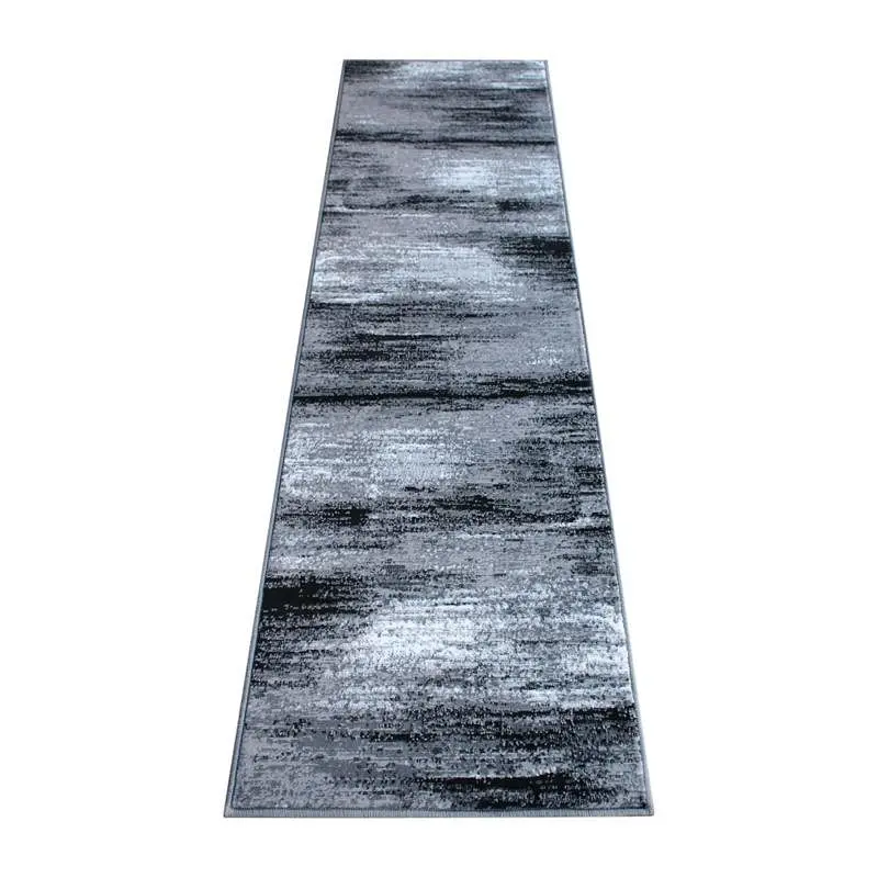 Flash Modern Furniture Rylan Gatherion 2' x 7' Graphite Abstract Area Rug - Olefin Rug Jute Backing Hallway, Bed...