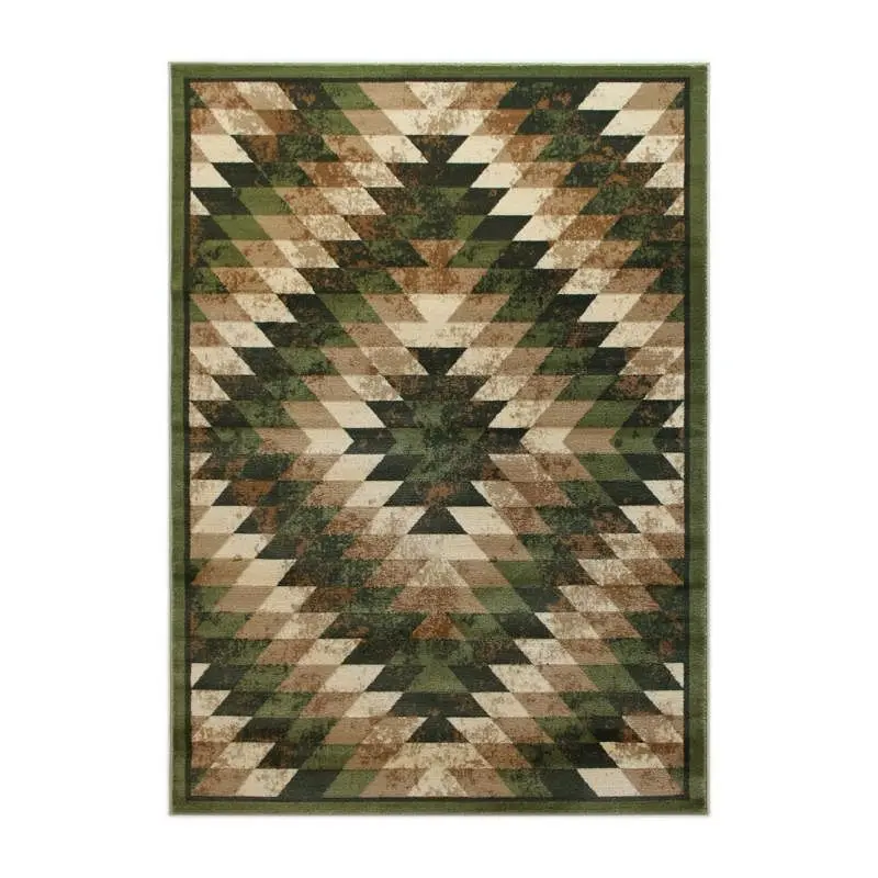 Flash Modern Furniture Teagan Gatherion Southwestern 5' x 7' Green Area Rug - Olefin Rug Jute Backing - Entryway...