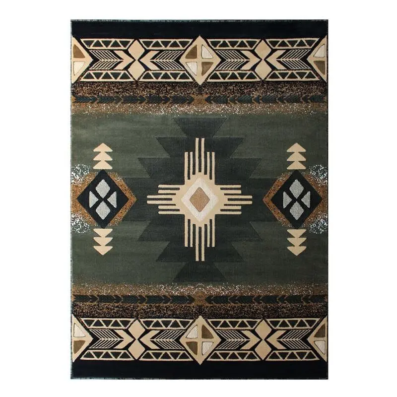 Flash Narrow Furniture Mohave Gatherion 5' x 7' Sage Traditional Southwestern Style Area Rug - Olefin Fibers Jut...