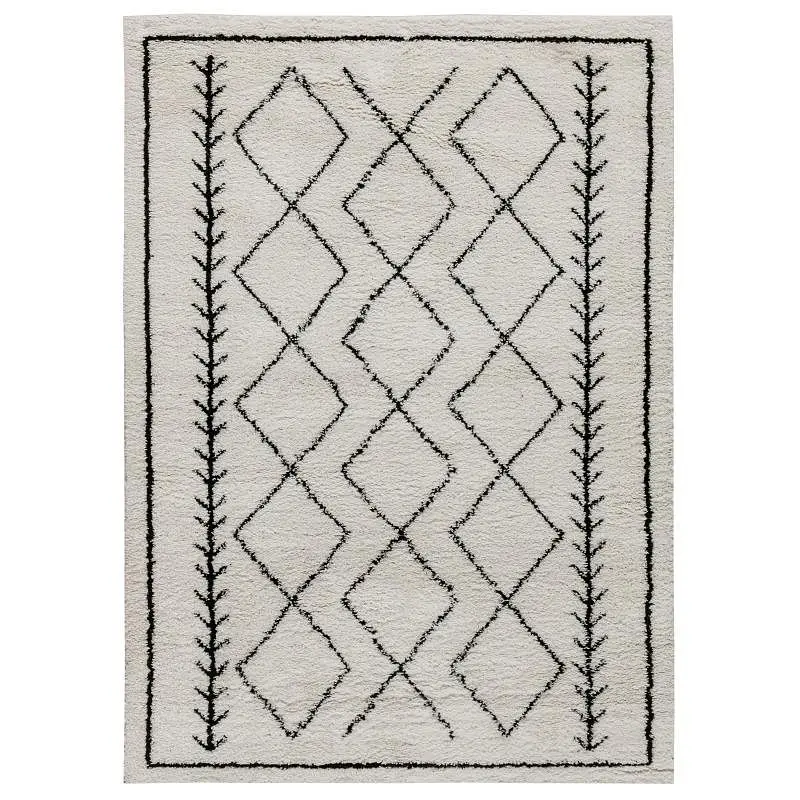Flash No-Tool Furniture Roxy Geometric Style Bohemian Shag Area Rug - 8' x 10' - Ivory, RC-MS-202012-01-810-GG F...