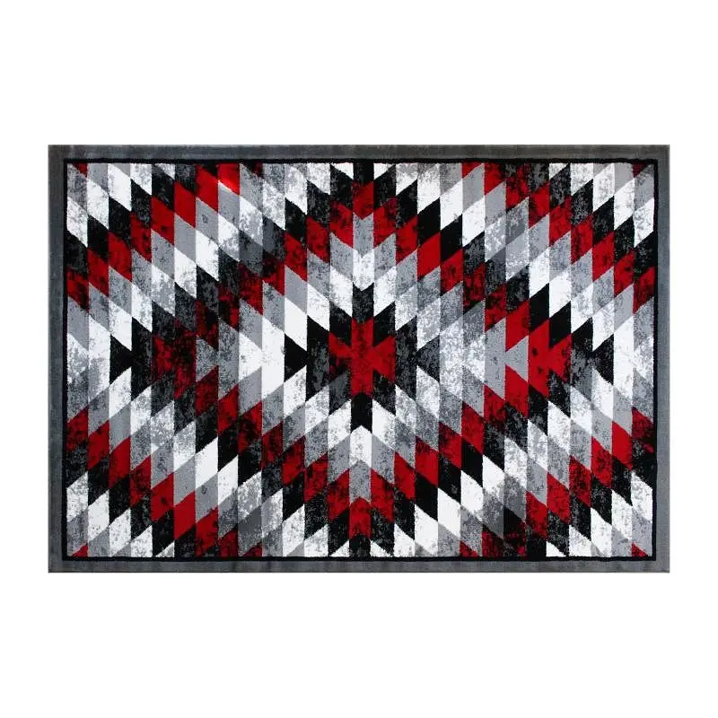 Flash No-Tool Furniture Teagan Gatherion Southwestern 5' x 7' Scarlet Area Rug - Olefin Rug Jute Backing - Entry...