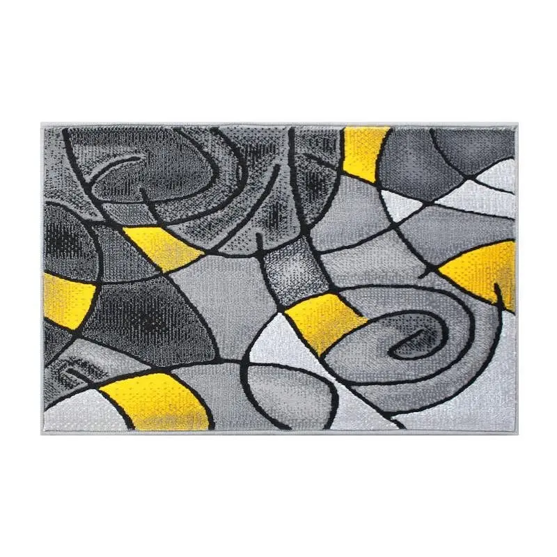 Flash Premium Furniture Jubilee Gatherion 2' x 3' Yellow Abstract Pattern Area Rug - Olefin Rug Jute Backing Hal...