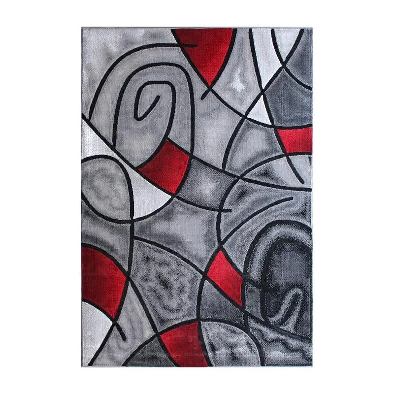 Flash Professional Furniture Jubilee Gatherion 5' x 7' Fire Red Abstract Area Rug - Olefin Rug Jute Backing - Li...