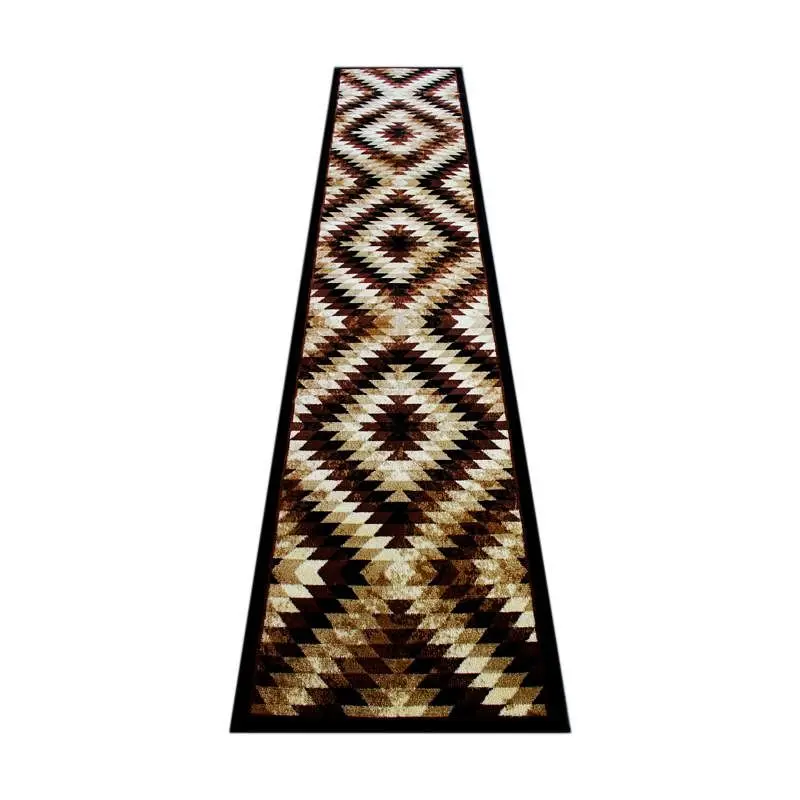 Flash Protective Furniture Teagan Gatherion Southwestern 2' x 11' Brown Area Rug - Olefin Rug Jute Backing - Liv...