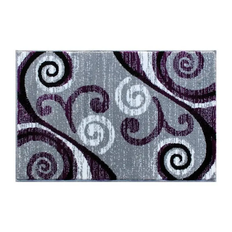 Flash Ribbed Furniture Valli Gatherion 2' x 3' Purple Abstract Area Rug - Olefin Rug Jute Backing - Hallway, Bed...