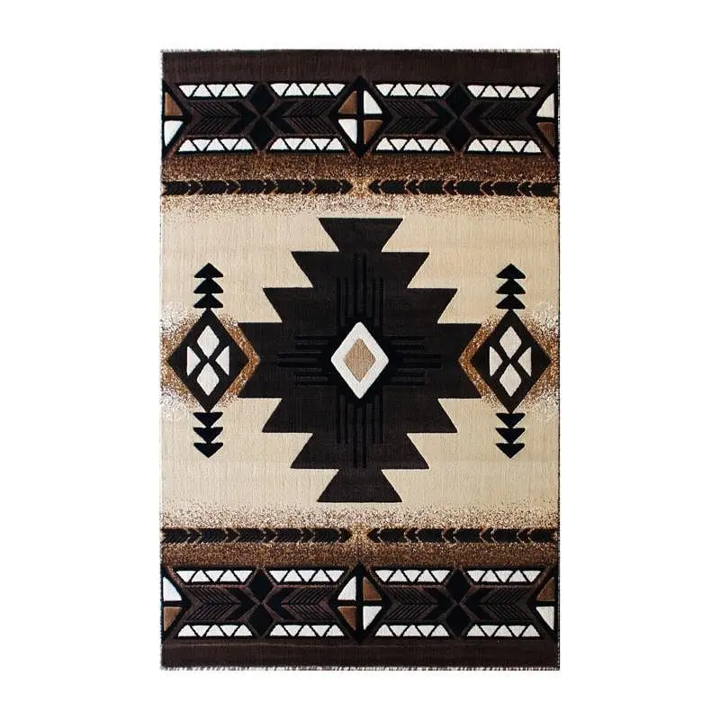 Flash Safety Furniture Mohave Gatherion 8' x 10' Brown Traditional Southwestern Style Area Rug - Olefin Fibers J...