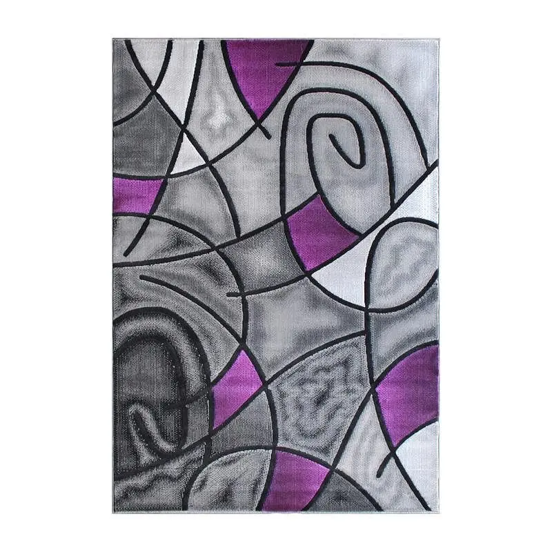 Flash Serrated Furniture Jubilee Gatherion 3' x 5' Purple Abstract Area Rug - Olefin Rug Jute Backing - Living R...