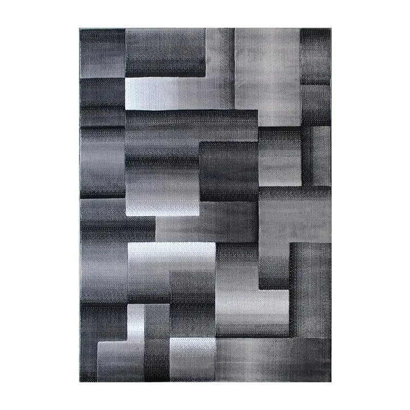 Flash Snap-On Furniture Elio Gatherion 8' x 10' Slate Gray Color Blocked Area Rug - Olefin Rug Jute Backing - Li...
