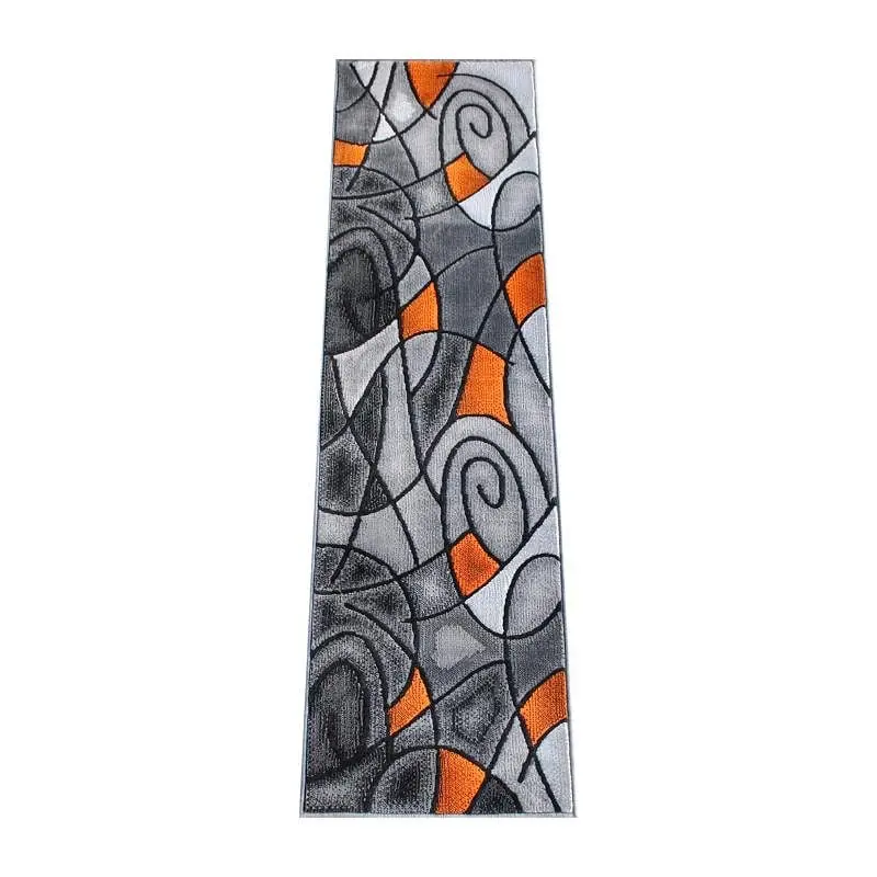 Flash Stylish Furniture Jubilee Gatherion 2' x 7' Bright Orange Abstract Area Rug - Olefin Rug Jute Backing Hall...