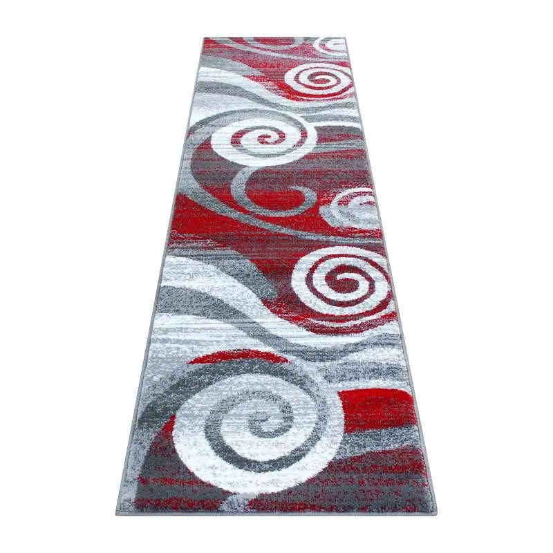 Flash Top-Quality Furniture Cirrus Gatherion 2' x 7' Red Swirl Patterned Olefin Area Rug Jute Backing Entryway, ...