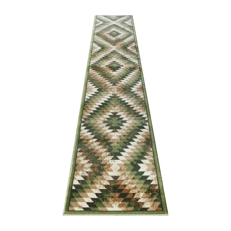 Flash Water-Resistant Furniture Teagan Gatherion Southwestern 2' x 11' Green Area Rug - Olefin Rug Jute Backing ...