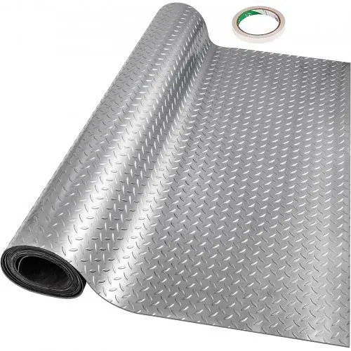 VEVOR 25x3.6ft Garage Floor Mat Anti-Slip Floor Preserveor Covering Mats Silver, PVCDB1JSLZS770CM1V0