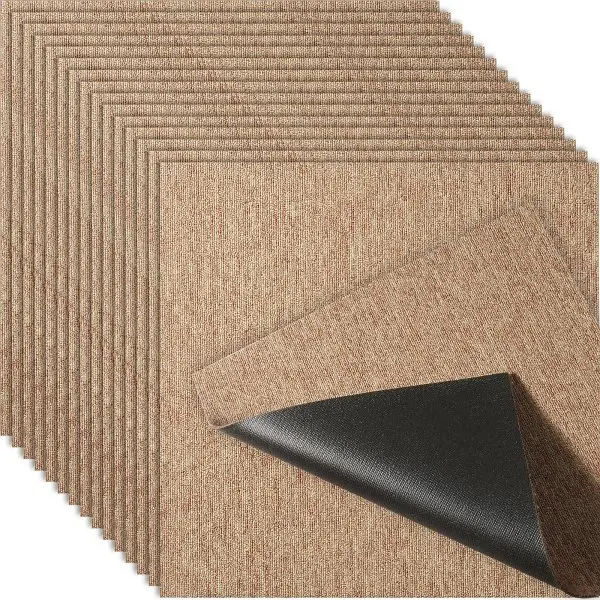 VEVOR Carpet Tiles Reusable, 20"x 20" Carpet Squares Padding Attached, Soft Padded Carpet Tiles, Deep Bronze, 16...