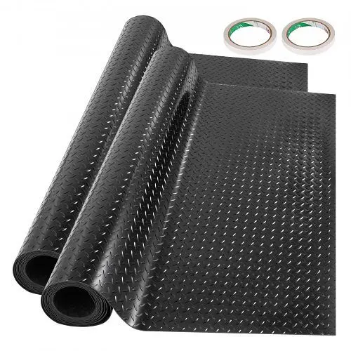 VEVOR 2 Coils 17x3.6ft Garage Floor Mat Anti-Slip Floor Preserveor Covering Mats Matte Black, PVCDB2JBKZS520CM1V0