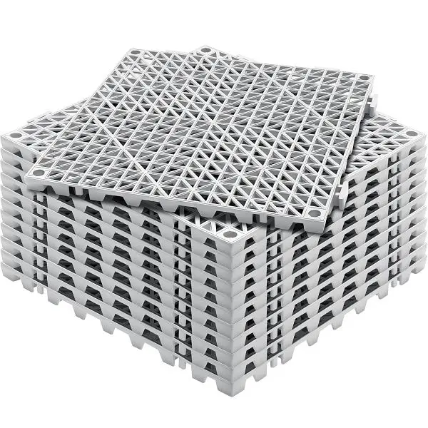 VEVOR Fortified Modular Interlocking Cushion, 12" x 12" Splicing Drainage Mats, Soft PVC Interlocking Drainage F...