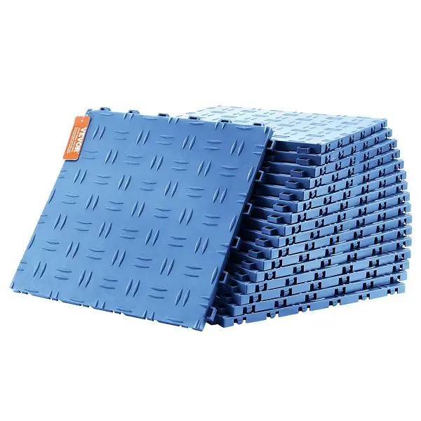 VEVOR Garage Tiles Interlocking, 12 x 12 x 0.53"50, Non-Slip Double-Sided Texture Garage Flooring Tiles, Blue, CKDDLS...