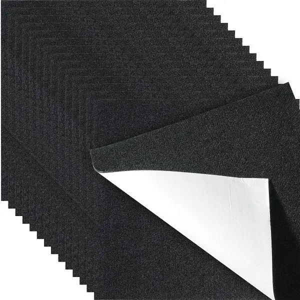 VEVOR Strong Carpet Tiles Peel & Stick, 24” x 24” Squares Self Adhesive Carpet Floor Tile, Soft Padded, Charcoal J...