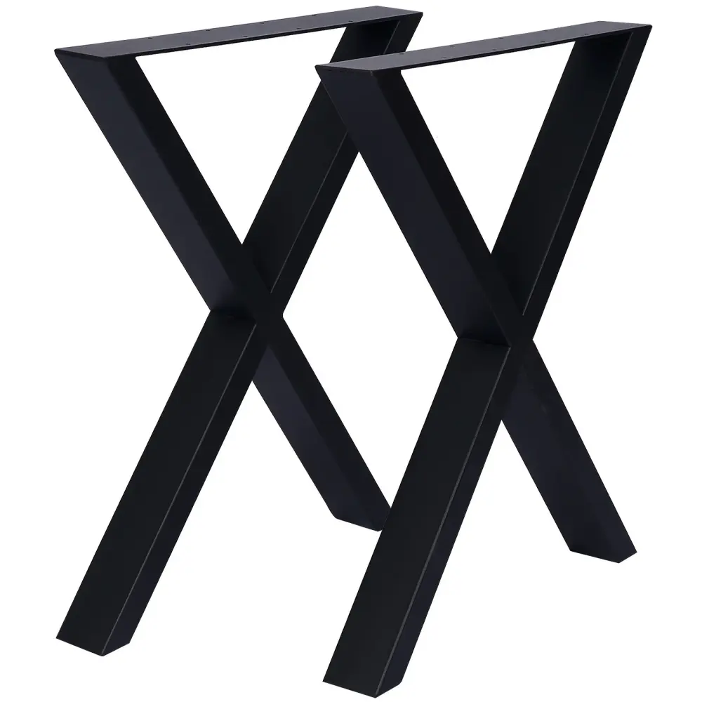 X Table Legs 28X 24", Wide Metal Table Legs, Heavy Duty Chromed Desk Legs Table Leg Dining Table Legs Coffee Desk Leg (Set...