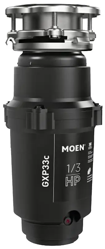 Moen GX PRO Series GXP33C Garbage Disposal, 30.8 oz Grinding Chamber, 1/3 hp Motor, 115 V, Midnight | Corrosion Proof | Ea...