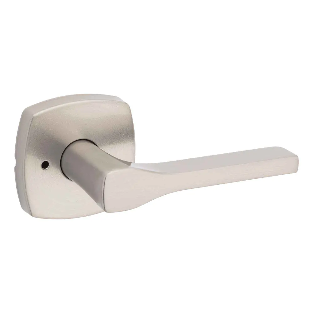 Privacy Lever Handle Prague Rosette, Satin Nickel | Easy Installation