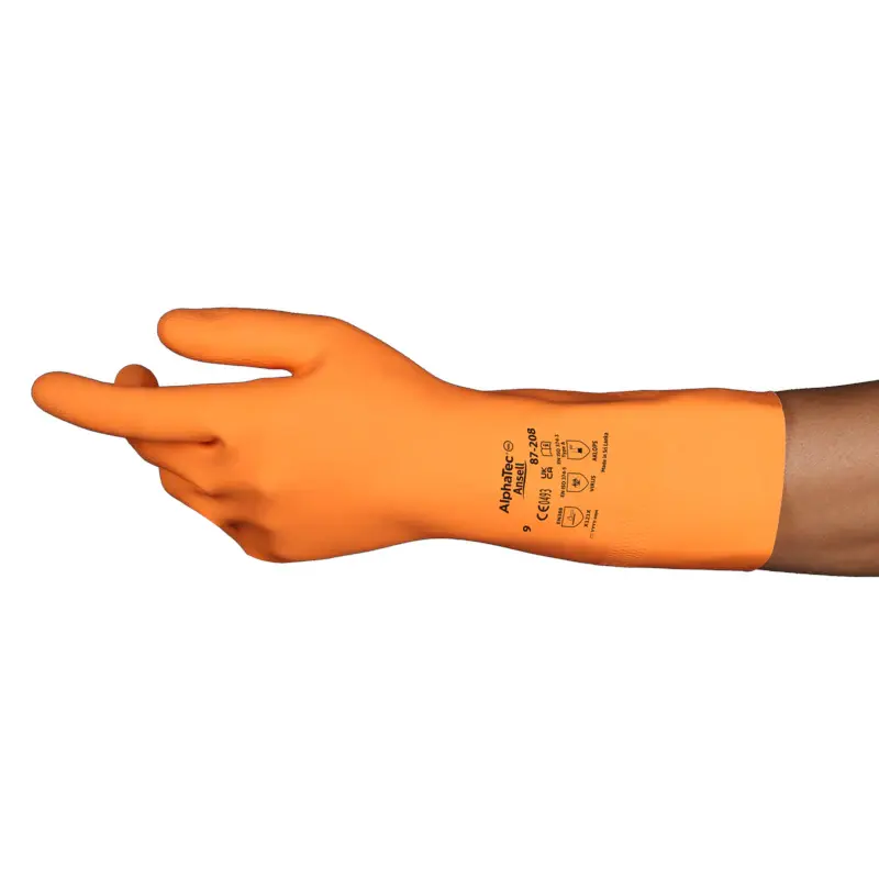 Ansell AlphaTec® Apricot Rubber Chemical-Resistant Gloves Pair - XL