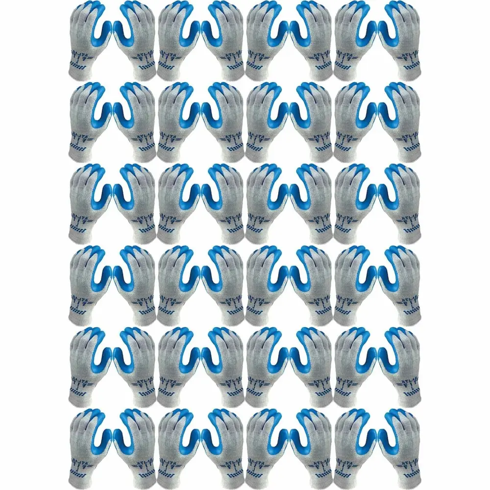 ATLAS Fit 300 Showa Rubberized Palm-Dipped Blue Medium Rubber Work Gloves, 24-Pairs